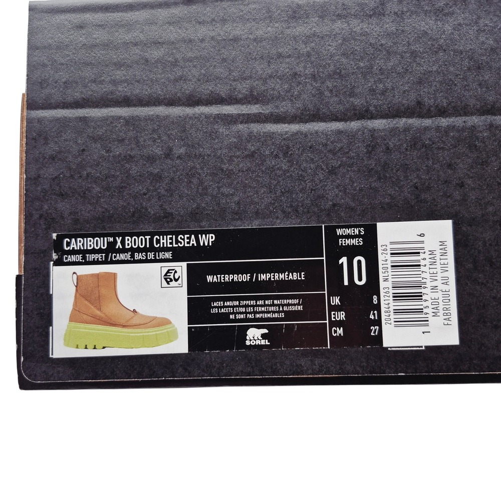 Sorel Caribou X Waterproof Platform Boots Chelsea Women's Size 10 Tan Lime Green - Picture 2 of 16